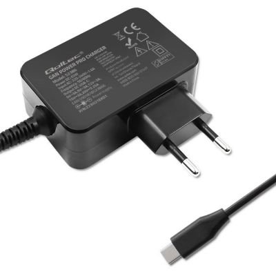 9. QOLTEC GaN POWER PRO Charger | 1x USB-C | 65 W | 5–20 V | 3–3.25 A | BLACK