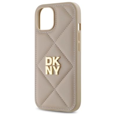 6. DKNY Quilted Stack Logo iPhone 15 Case - Beige