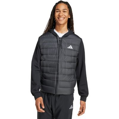 Men's adidas Essentials Climawarm Hybrid Down Hooded Jacket Black KA5251