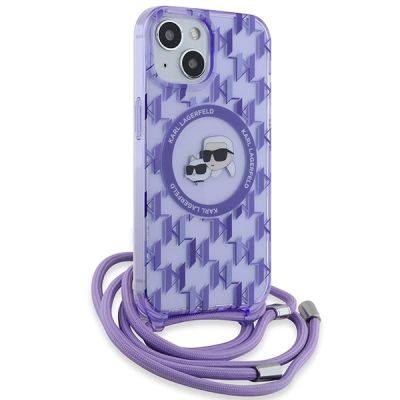 3. Karl Lagerfeld IML Crossbody Monogram Karl & Choupette Head MagSafe case for iPhone 15 / 14 / 13 - purple