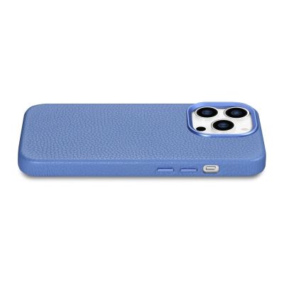 11. iCarer Litchi Premium Leather Case iPhone 14 Pro Max Magnetic Leather Case with MagSafe Light Blue (WMI14220712-LB)