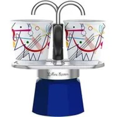 2. Bialetti Mini Express Kandinsky Moka Pot Blue, Silver