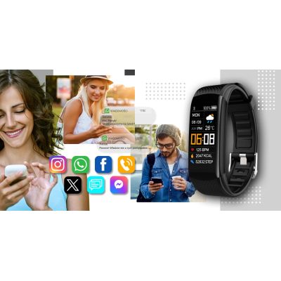 8. Smartwatch GIEWONT Black and White 2 Straps GW200-2