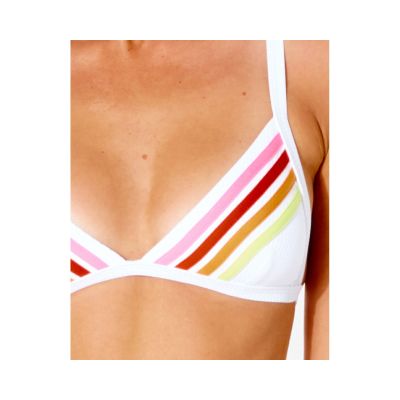 7. RIP CURL Wave Shapers Stripe Banded Tri Bikini Top – White