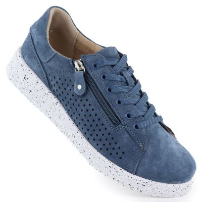 2. Women's leather openwork shoes on a blue platform M.Daszyński 26PB17-04