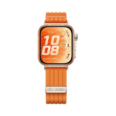 3. Tech-Protect Nylon Strap for Huawei Watch Fit 3 / 4 / 4 Pro / 5 / 5 Pro - Orange