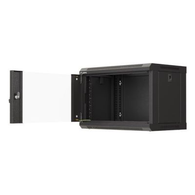 8. Wall-mounted installation rack cabinet 19" 6U 540x350 black glass door LANBERG (Flat Pack)