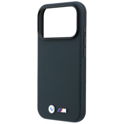 6. BMW M Quadrille Kevlar Metal Logo MagSafe Case for iPhone 17 Pro / 18 Pro - Navy Blue