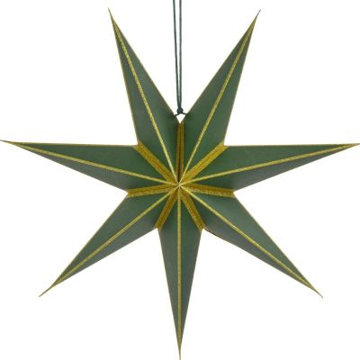19. DECORATIVE HANGING PAPER STAR FSC 18x60CM GREEN 7 ARMS MICA