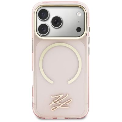 3. Karl Lagerfeld IML KL Script Logo MagSafe Case for iPhone 17 Pro Max - Pink