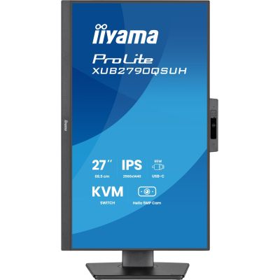 9. Monitor iiyama XUB2790QSUH-B2 27" IPS-panel 2560x1440 100Hz Windows Hello 5MP camera Auto Focus 15cm stand height adjustment 4ms 250