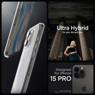 6. Spigen Ultra Hybrid iPhone 15 Pro Case - Clear Matte