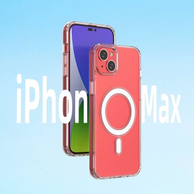 6. Clear Magnetic Case with MagSafe for iPhone 14 Plus with silver ring - transparent