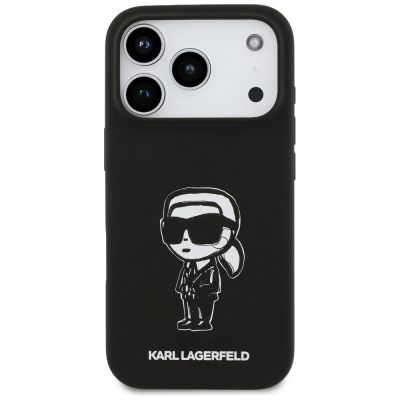 3. Karl Lagerfeld Silicone Karl Sketch & Logo MagSafe Case for iPhone 17 Pro - Black
