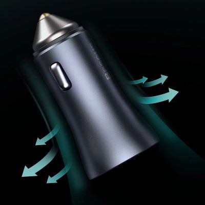 17. Baseus Golden Contactor Pro fast car charger USB Type C / USB 40 W Power Delivery 3.0 Quick Charge 4+ SCP FCP AFC + USB Type C cable - Lightning gray (TZCCJD-B0G)