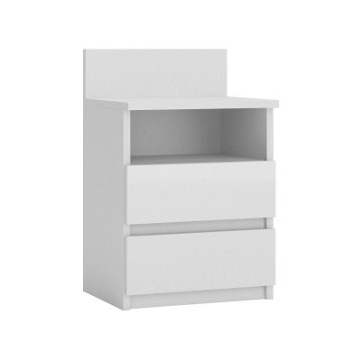 3. M1 MALWA BEDSIDE TABLE 2 DRAWERS 1 SHELF WHITE