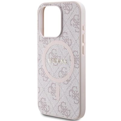 6. Guess 4G Collection Leather Metal Logo MagSafe Case for iPhone 14 Pro Max - Pink