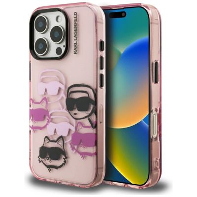 Karl Lagerfeld IML Multi K&C Head Pattern Case for iPhone 16 Pro Max - Pink