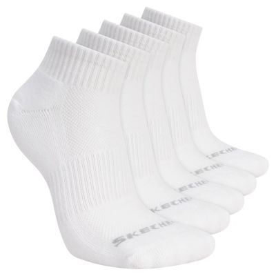 Skechers 5pk Unisex 1/2 Terry Qtr Crew S602095-100 White 39-42