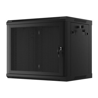 8. WALL-HUNG RACK CABINET 19" 9U 600X450 BLACK PERFORATED DOOR LANBERG (FLAT PACK)