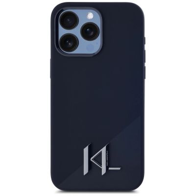 3. Karl Lagerfeld Silicone Shadow Metal Initial MagSafe Case for iPhone 15 Pro Max Black