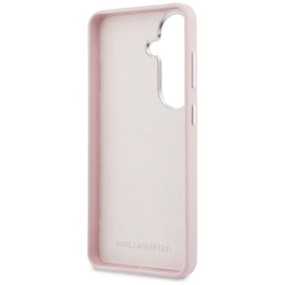 7. Karl Lagerfeld Grained Signature Metal Resin Logo Case for Samsung Galaxy S26 - Pink
