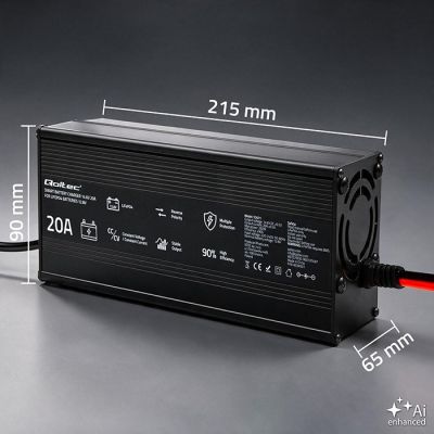 6. Qoltec Specialized charger for LiFePO4 battery 12V | 20A | PF 0.9 | LED | Smart charging