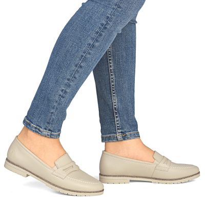 6. Women's leather loafers lords beige Rieker 75300-63