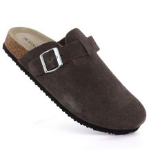Women's brown leather closed-toe mules Vinceza 101332