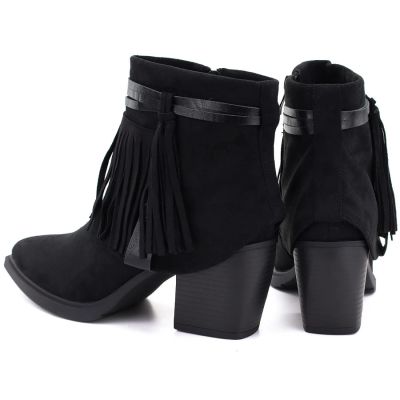 9. Women's cowboy boots with fringes, insulated, black M.Daszyński