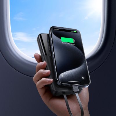 12. Joyroom JR-PBF19 22.5W 10000mAh Powerbank with Two Built-in Cables - Black