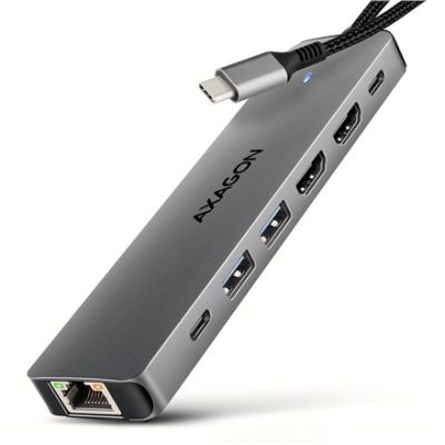 19. Axagon HMC-7HX2 USB Hub USB 3.2 Gen 1 (3.1 Gen 1) Type-C Gray
