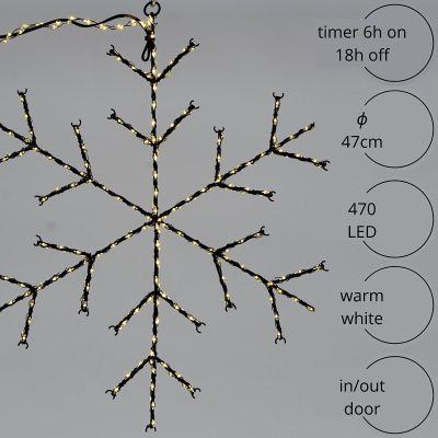 6. DECORATIVE HANGING SNOWFLAKE WITH 470 LEDS, WARM WHITE