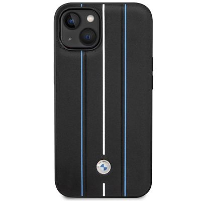 3. Case BMW BMHCP14S22RVSK iPhone 14 6.1" black/black hardcase Leather Stamp Blue Lines