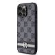 2. DKNY Leather Checkered Mono Pattern & Printed Stripes Case for iPhone 14 Pro Max - Black