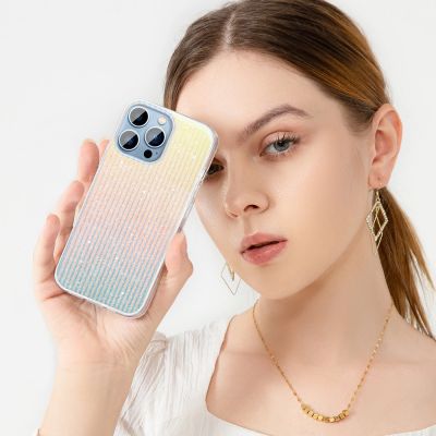 2. Kingxbar Travel Series luxurious elegant case for iPhone 13 Pro blue-orange (Clouds)