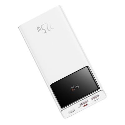 6. Baseus EnerFill FP41 30000mAh 22.5W Powerbank with Baseus Simple USB-A - USB-C 3A 30cm Cable - White