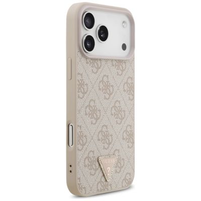 4. Guess Leather 4G Triangle Strass MagSafe Case for iPhone 17 Pro Max / 18 Pro Max - Pink
