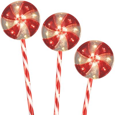 9. LED GARDEN DECORATION SUGAR LOLLIPOPS SET OF 3 WARM LIGHT