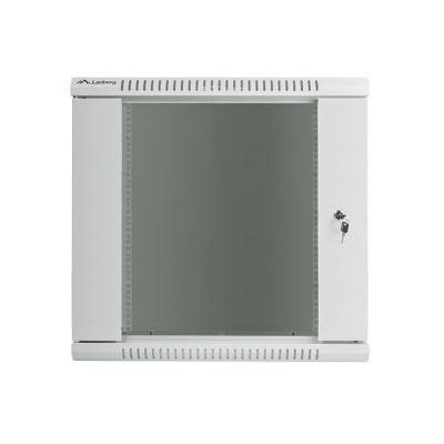 2. Lanberg WF01-6612-10S rack cabinet (12U; 635mm / 600mm / 600 mm; wall-mounted; Glass; 19''; gray)