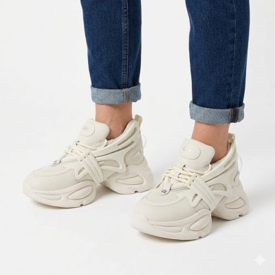 5. Women's sneakers with a thick sole, beige Goe TT2N4014