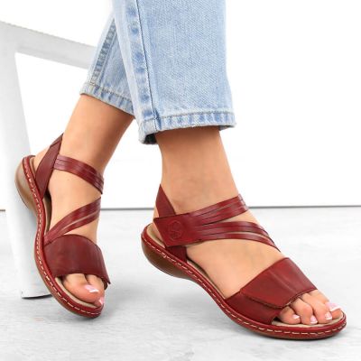 2. Rieker W RKR685 comfortable leather sandals red