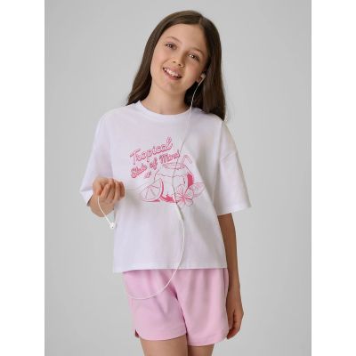 Girls' cotton T-shirt 4F 4FJRSS26TTSHF3983-11S