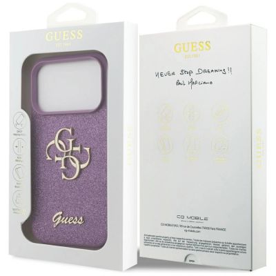 8. Guess Fixed Glitter Big 4G case for iPhone 17 Pro - purple