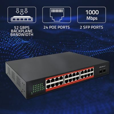 4. Qoltec Network Switch SWITCH Gigabit Ethernet | 24x RJ45 | 2x SFP | 1000 Mb/s