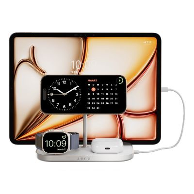 6. ZENS ZEDC29W/00 Charger, Indoor, AC, USB, Wireless Charging, 1m, Silver, White