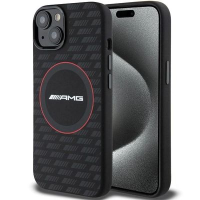 Mercedes AMG Silicone Carbon Pattern MagSafe Case for iPhone 13 / 14 / 15 - Black