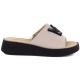 2. Women's beige leather wedge sandals Vinceza 66950