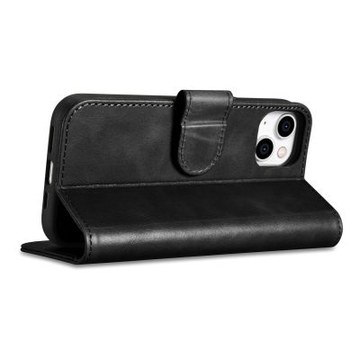 8. iCarer Oil Wax Wallet Case 2in1 Cover iPhone 14 Plus Anti-RFID Leather Flip Case Black (WMI14220723-BK)