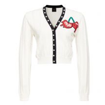 PINKO SHORT CARDIGAN WITH EMBROIDERED CHERRIES
